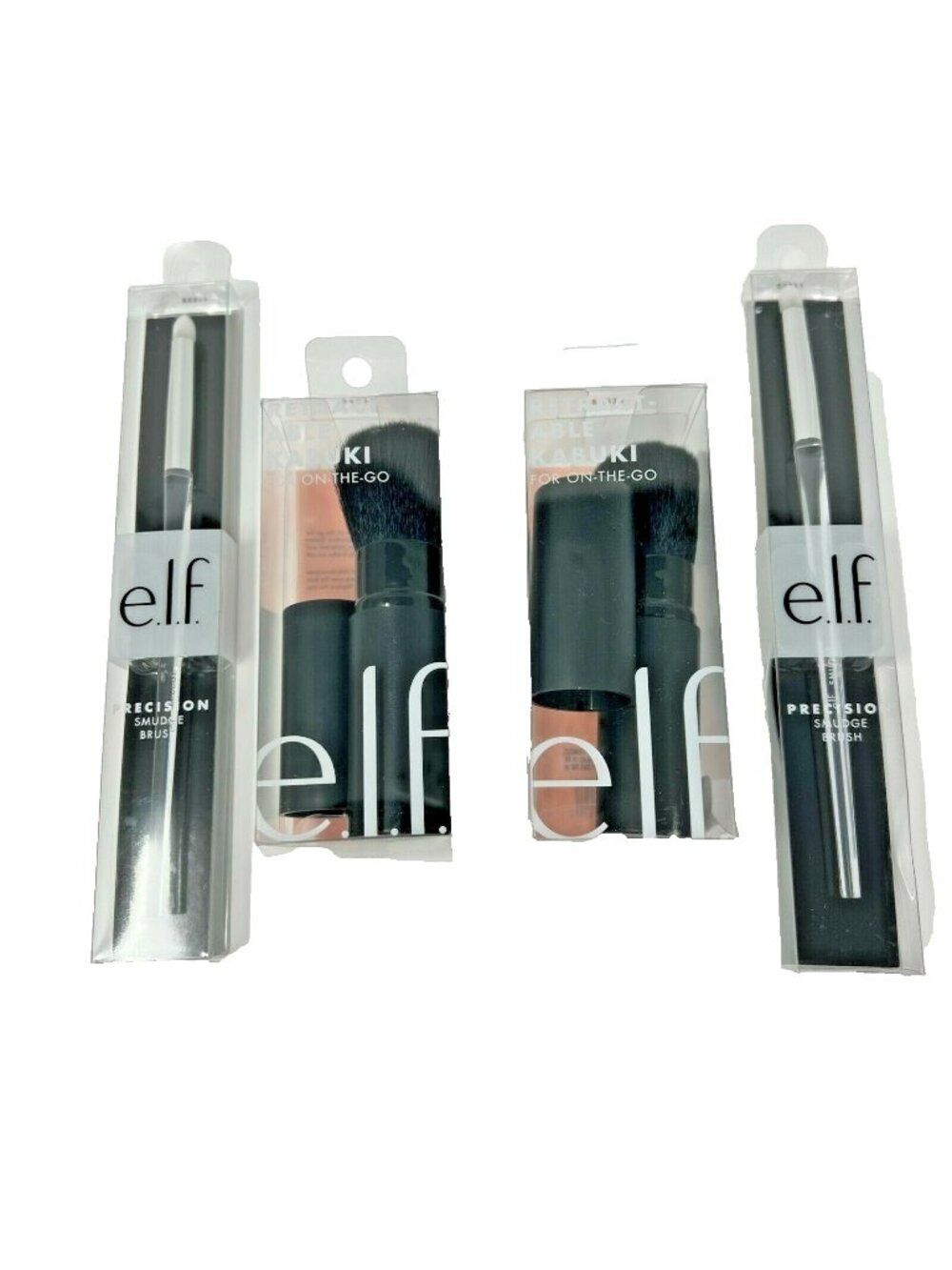 Lot of 4 e.l.f. Cosmetics Make Up Brushes - Kabuki and Smudge - New Sealed